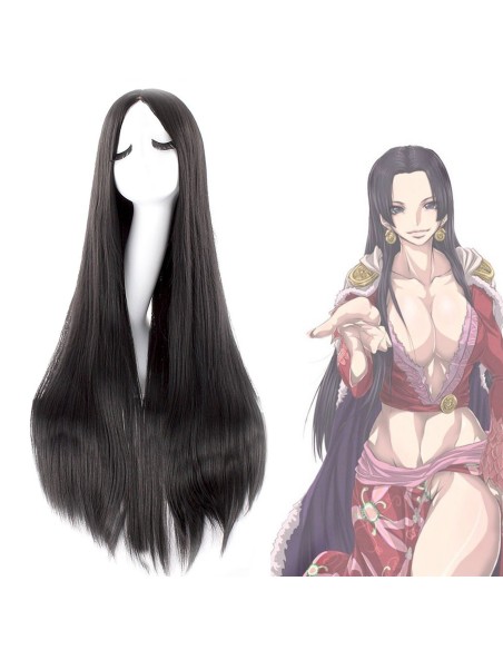 ⭐ Peluca de Kanekalon Lisa corte Recto 80 Cm Cosplay - Negro