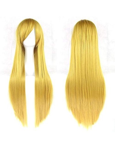 ⭐ Peluca Cosplay lisa 80cm Kanekalon 80cm Amarillo