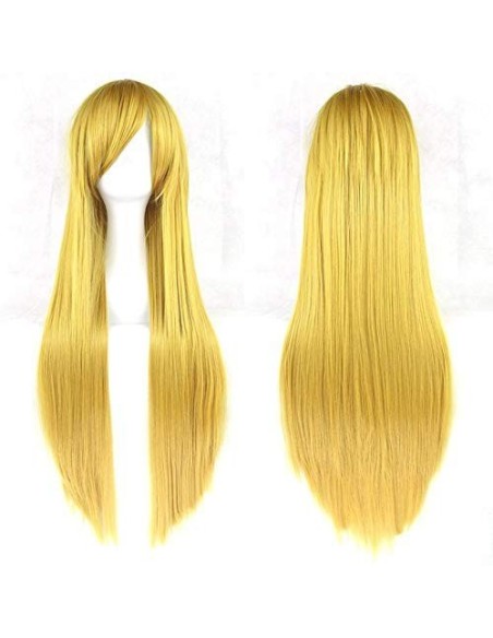 ⭐ Peluca Cosplay lisa 80cm Kanekalon 80cm Amarillo