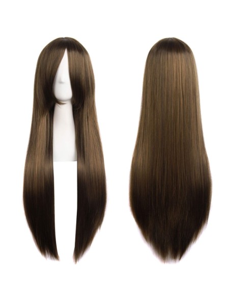 ⭐ Peluca Cosplay lisa 80cm Kanekalon 80cm Castaño Oscuro ⭐ Peluca Cosplay lisa 80cm Kanekalon 80cm Castaño Oscuro