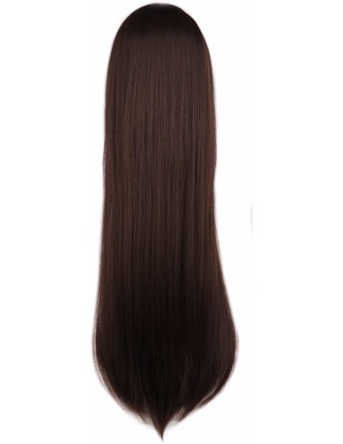 ⭐ Peluca Cosplay lisa 80cm Kanekalon 80cm Castaño Oscuro