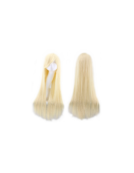⭐ Peluca Cosplay lisa 80cm Kanekalon Rubio Extra Claro