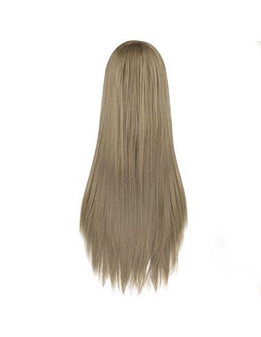 ⭐ Peluca Cosplay lisa 80cm Kanekalon Rubio Cenizo