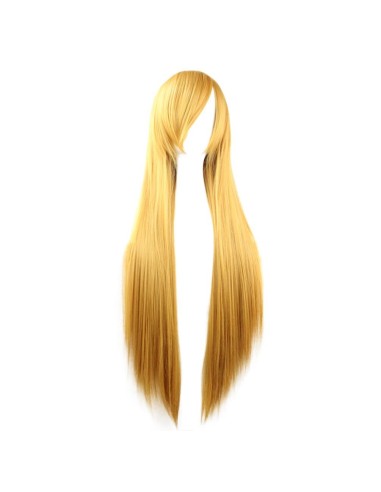 ⭐ Peluca Cosplay lisa 80cm Kanekalon Rubio