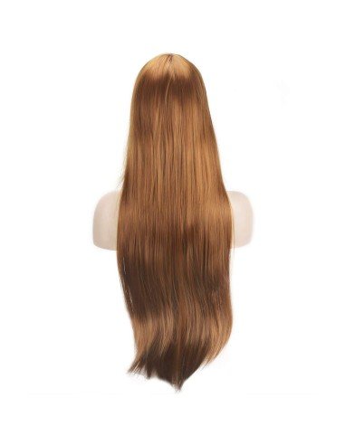 ⭐ Peluca Cosplay lisa 80cm Kanekalon Café Cobrizo