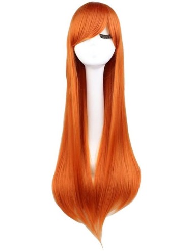 ⭐ Peluca Cosplay lisa 80cm Kanekalon Naranja