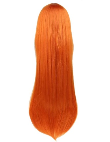⭐ Peluca Cosplay lisa 80cm Kanekalon Naranja