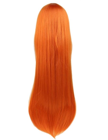 ⭐ Peluca Cosplay lisa 80cm Kanekalon Naranja
