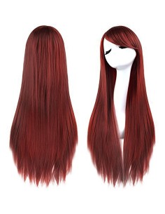 Peluca Cosplay lisa 80cm Kanekalon 80cm Rojo Vino