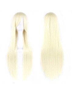 ⭐ Peluca Cosplay lisa 80cm Kanekalon Rubio Extra Claro 2