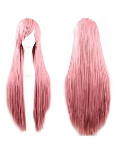 Peluca Cosplay lisa 80cm Kanekalon Rosado