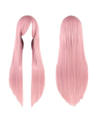 ⭐ Peluca Cosplay lisa 80cm Kanekalon Rosado