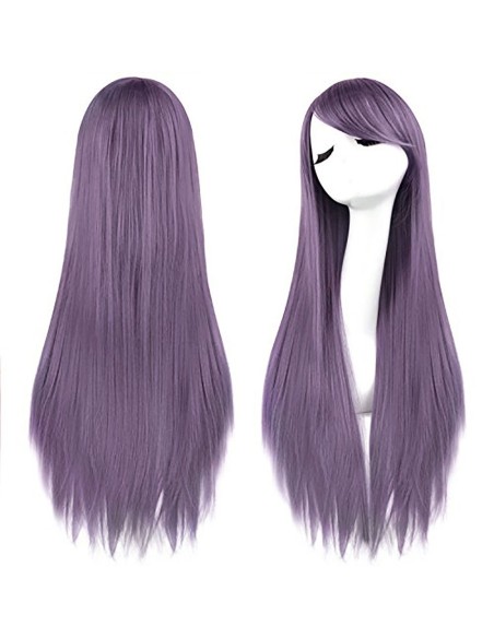 ⭐ Peluca Cosplay lisa 80cm Kanekalon Lila Pop