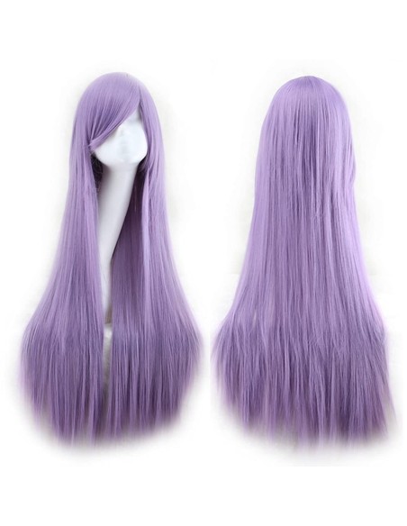 ⭐ Peluca Cosplay lisa 80cm Kanekalon Lila