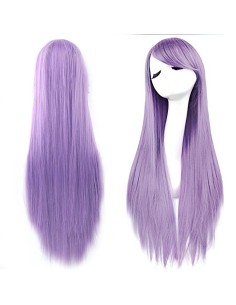 ⭐ Peluca Cosplay lisa 80cm Kanekalon Lila