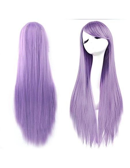 ⭐ Peluca Cosplay lisa 80cm Kanekalon Lila