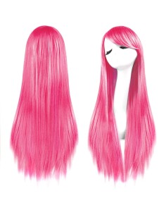⭐ Peluca Cosplay lisa 80cm Kanekalon Fucsia