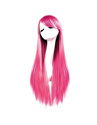 ⭐ Peluca Cosplay lisa 80cm Kanekalon Fucsia
