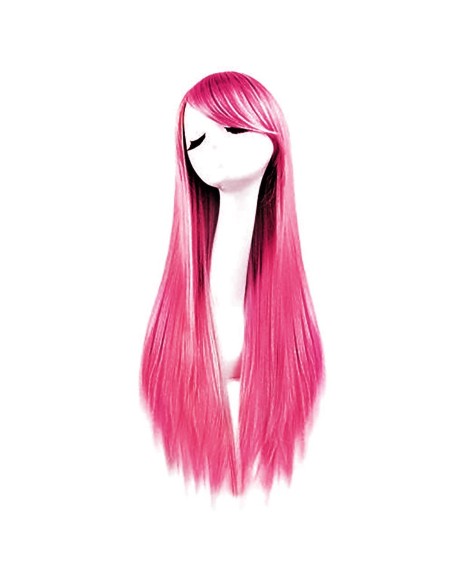⭐ Peluca Cosplay lisa 80cm Kanekalon Fucsia