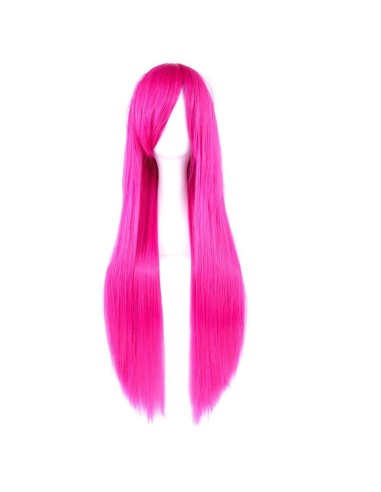 ⭐ Peluca Cosplay lisa 80cm Kanekalon Fucsia