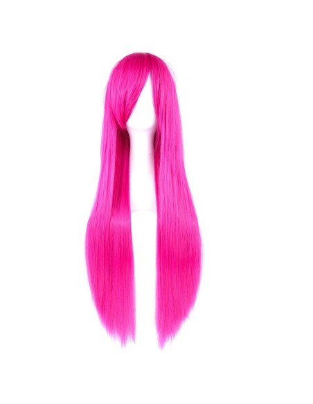 ⭐ Peluca Cosplay lisa 80cm Kanekalon Fucsia