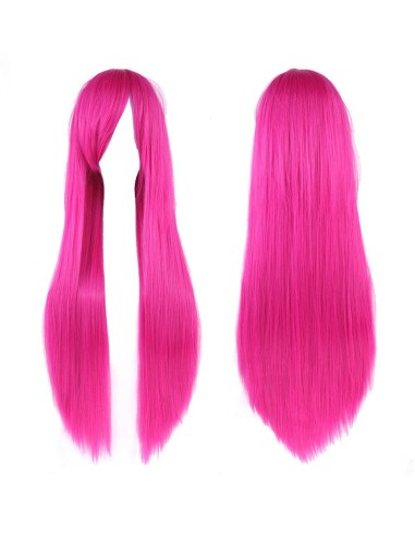 ⭐ Peluca Cosplay lisa 80cm Kanekalon Fucsia