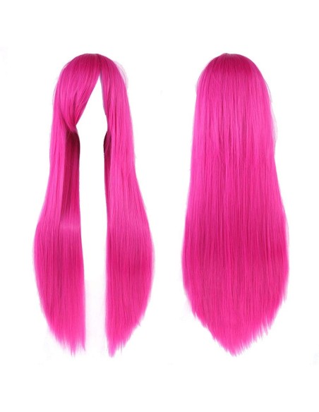 ⭐ Peluca Cosplay lisa 80cm Kanekalon Fucsia