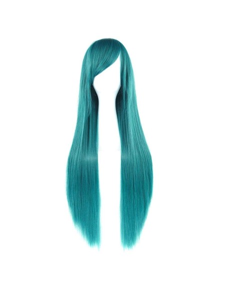 ⭐ Peluca Cosplay lisa 80cm Kanekalon Cyan Aguamarina ⭐ Peluca Cosplay lisa 80cm Kanekalon Cyan Aguamarina