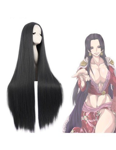 ⭐ Peluca de Kanekalon Lisa corte Recto 100 Cm Cosplay - Negro