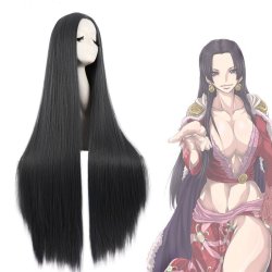 ⭐ Peluca de Kanekalon Lisa corte Recto 100 Cm Cosplay - Negro