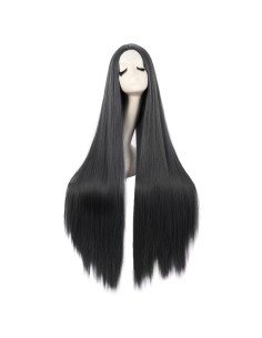 ⭐ Peluca de Kanekalon Lisa corte Recto 100 Cm Cosplay - Negro 2