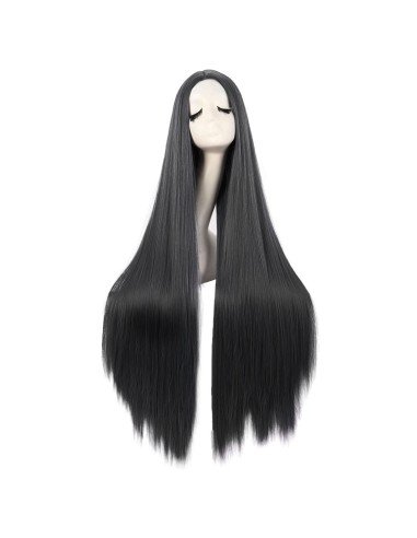 ⭐ Peluca de Kanekalon Lisa corte Recto 100 Cm Cosplay - Negro