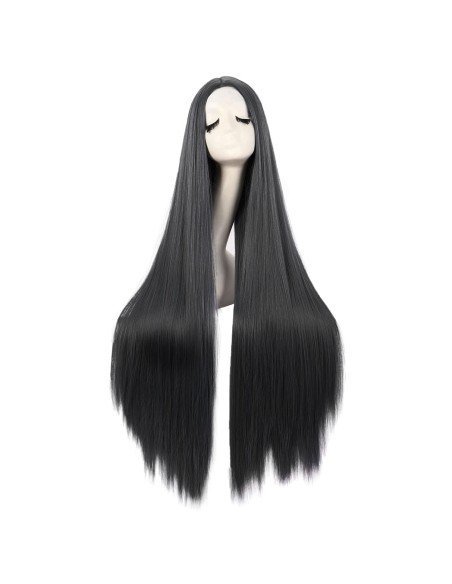 ⭐ Peluca de Kanekalon Lisa corte Recto 100 Cm Cosplay - Negro