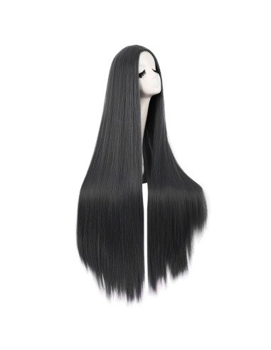 ⭐ Peluca de Kanekalon Lisa corte Recto 100 Cm Cosplay - Negro