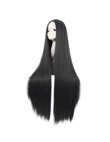 ⭐ Peluca de Kanekalon Lisa corte Recto 100 Cm Cosplay - Negro