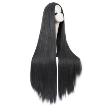 ⭐ Peluca de Kanekalon Lisa corte Recto 100 Cm Cosplay - Negro