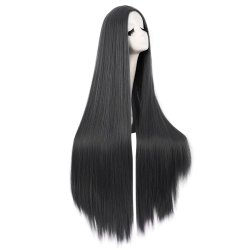 ⭐ Peluca de Kanekalon Lisa corte Recto 100 Cm Cosplay - Negro