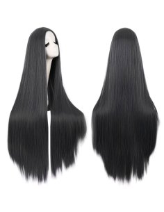 ⭐ Peluca de Kanekalon Lisa corte Recto 100 Cm Cosplay - Negro
