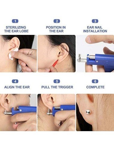 ⭐ Pistola Máquina Perfora Oreja Ombligo Nariz Piercings Arete