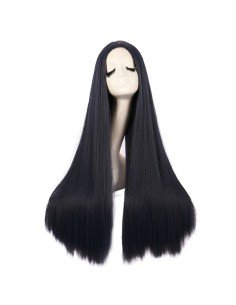 ⭐ Peluca de Kanekalon Lisa corte Recto 80 Cm Cosplay - Negro 2