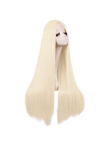 ⭐ Peluca de Kanekalon Lisa corte Recto 80 Cm Cosplay - Negro