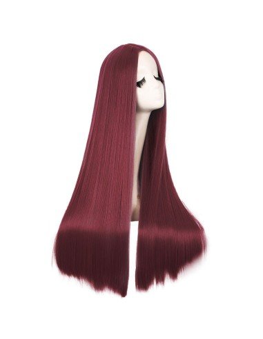 ⭐ Peluca de Kanekalon Lisa corte Recto 80 Cm Cosplay - Negro