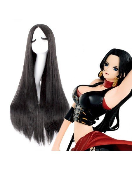 ⭐ Peluca de Kanekalon Lisa corte Recto 80 Cm Cosplay - Negro