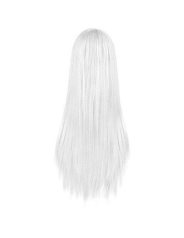 ⭐ Peluca Cosplay lisa 80cm Kanekalon Blanco