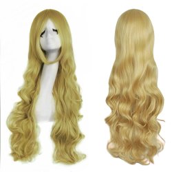 ⭐ Peluca Cosplay Ondulada 80cm Kanekalon Rubio