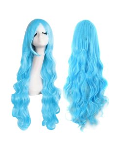 ⭐ Peluca Cosplay Ondulada 80cm Kanekalon Azul Celeste