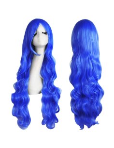 ⭐ Peluca Cosplay Ondulada 80cm Kanekalon Azul Rey