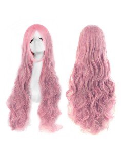 ⭐ Peluca Cosplay Ondulada 80cm Kanekalon palo de Rosa