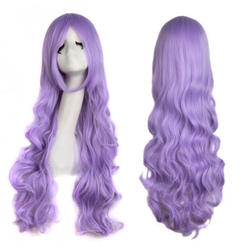 ⭐ Peluca Cosplay Ondulada 80cm Kanekalon Lila Lavanda