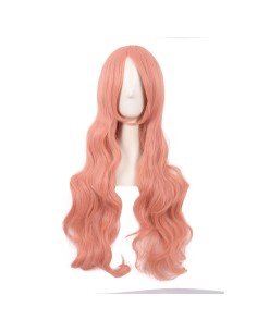 ⭐ Peluca Cosplay Ondulada 80cm Kanekalon palo de Rosa 2
